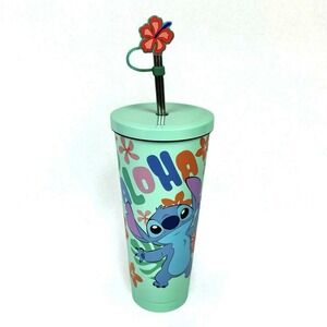 Disney Stitch 22 oz Stainless Steel Tumbler  Lid Straw Insulated Cold Drink Cup